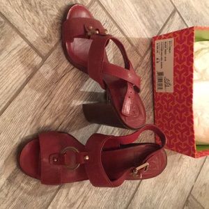 Tory Burch Fletcher High Heel Sandal- Rust Red